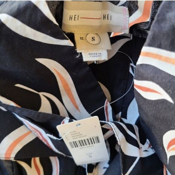 NWT Anthro Hei Hei Black Palma Tropical Open Back Cotton Oversized Romper S - Picture 7 of 7